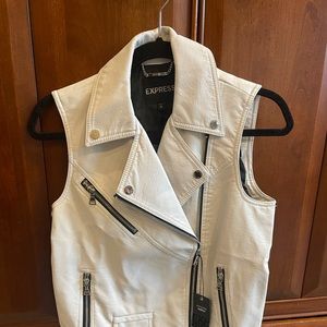 Express White Leather Vest